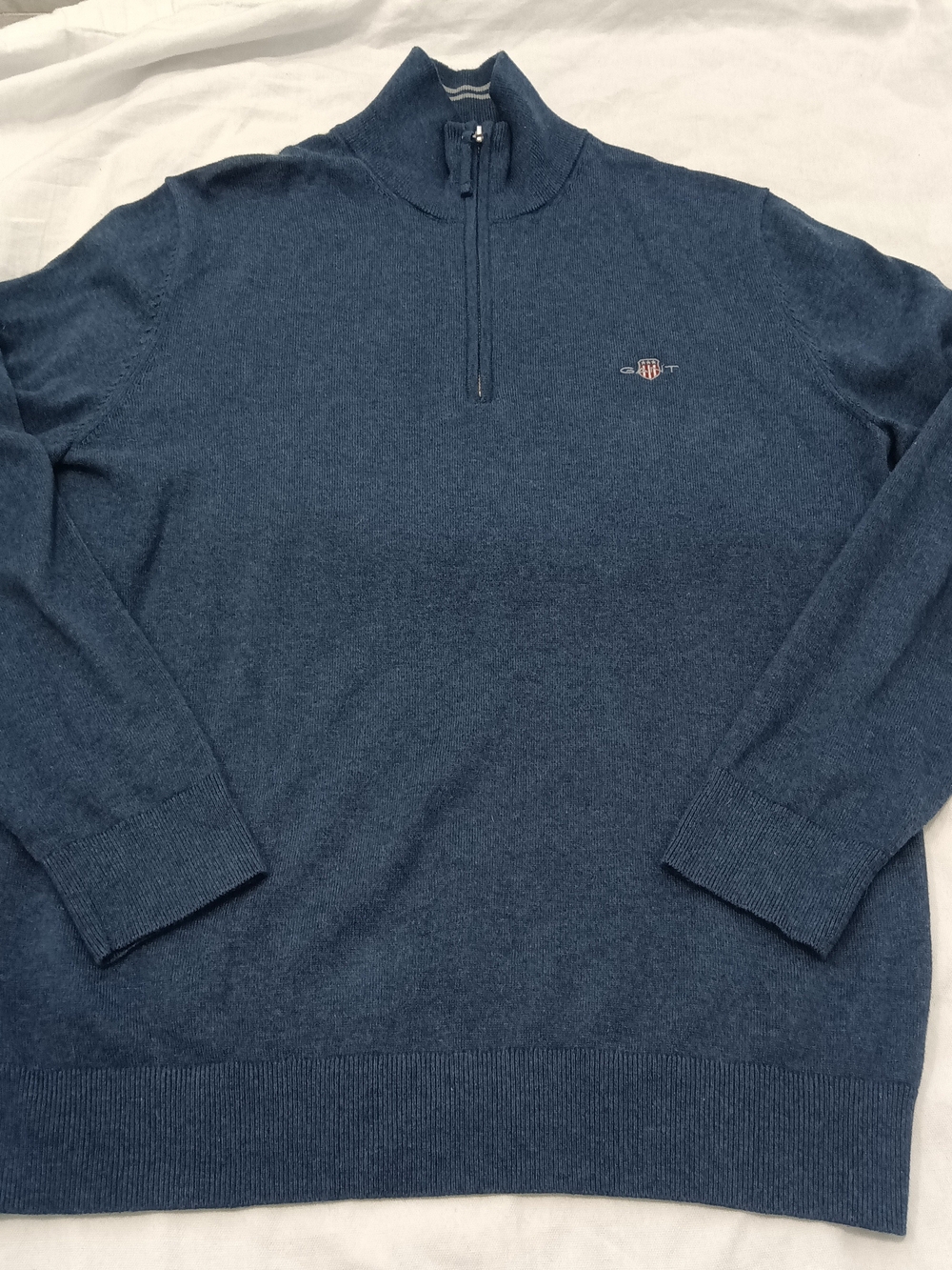 Gant Men's Navy Half-Zip 100% Cotton Long Sleeve Classic Casual Sweater